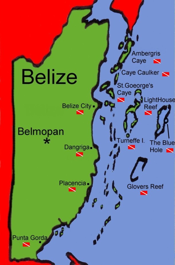 Belize Map - Diving Map With Belize Dive Sites
