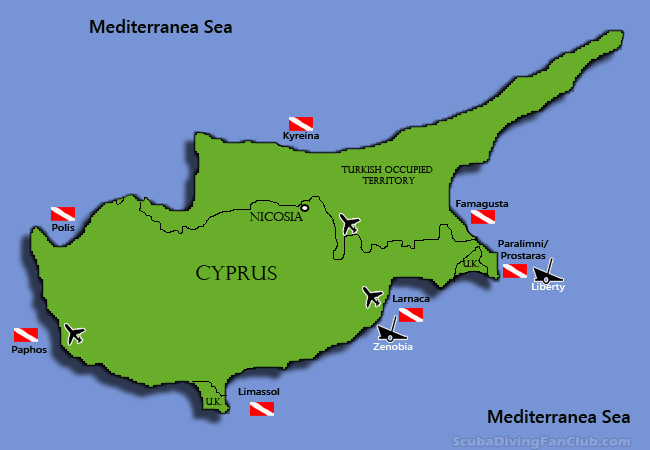 Cyprus diving map