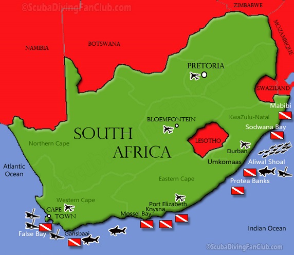 Diving_in_South_Africa map